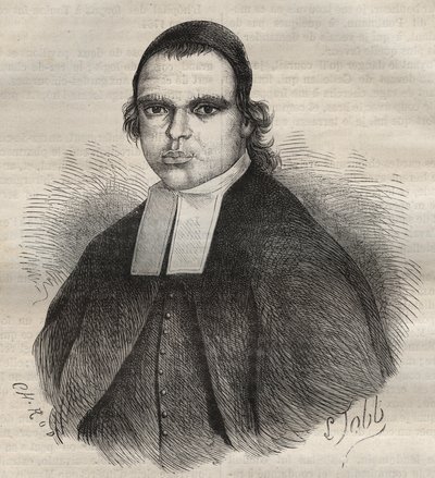 Retrato de Louis Bonafous, en religión Frère Léotade, acusado de violación y asesinato. Murió en el Bagne de Toulon el 27 de enero de 1850. Grabado en "Histoire des bagnes depuis leur création à nos jours" (1877) por Pierre Zaccone (1817-1895) de Anonymous Anonymous