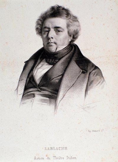 Retrato de Luigi Lablache (1794-1858) cantante de ópera italiano y francés. Grabado. Siglo XIX. Colección privada milanesa de Anonymous Anonymous