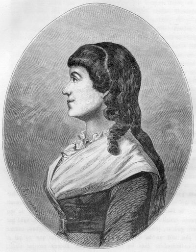 Retrato de Manon Roland, dit “Madame Roland” (1754-1793), nacida Jeanne-Marie Philippon, esposa de Roland de La Platiere - Grabado de 1863 en “Le Livre Rouge - Histoire De L