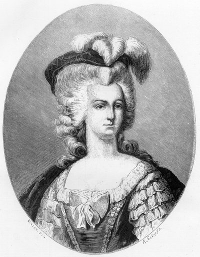 Retrato de María Antonieta (1755-1793), Reina de Francia - Grabado de 1863 en “Le Livre Rouge - Histoire De L