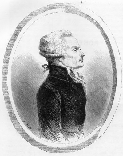 Retrato de Maximilien de Robespierre (1758-1794) político - Grabado de 1863 en "Le Livre Rouge - Histoire De L
