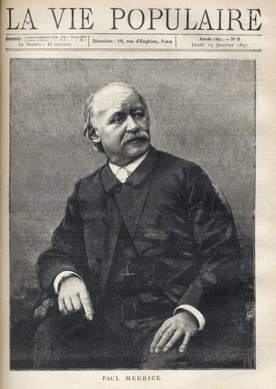 Retrato de Paul Meurice (1818-1905), escritor francés. Grabado en “La vie populaire” de Anonymous Anonymous
