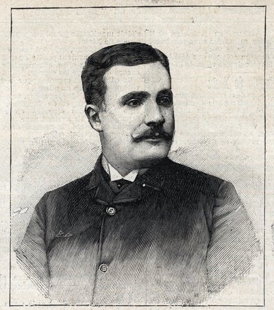 Retrato de Pierre Decourcelle, escritor francés (1856-1926). Grabado en 