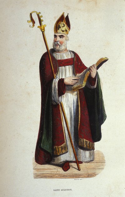 Retrato de San Agustín (354 - 430) grabado del siglo XIX de Anonymous Anonymous