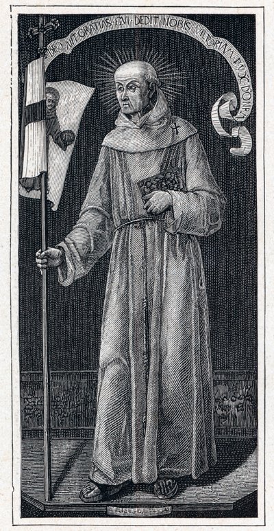 Retrato de San Juan de Capistrano (Giovanni da Capestrano) (1386-1456), franciscano italiano. Del cuadro del siglo XV de Bartolomeo Vivarini. Grabado en “Les Missions Catholiques au XIXeme Siecle” por Louis-Eugene Louvet. Colección privada. de Anonymous Anonymous
