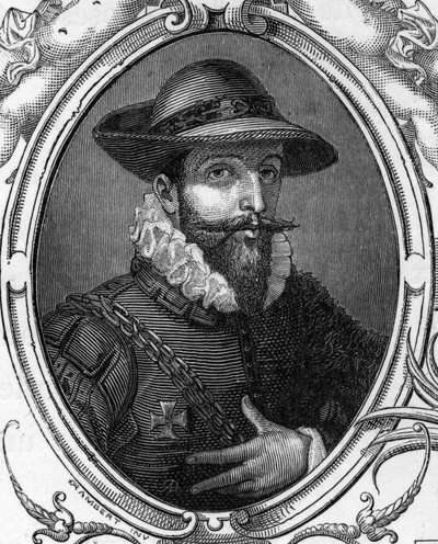 Retrato de Simone Cantarini llamado el Pesarese (1612-1648) grabado de 1859 en “las galerías de Europa - Italia” por Armengaud. de Anonymous Anonymous