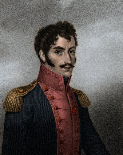 Retrato del político y militar venezolano Simón Bolívar (1783-1830), presidente de Colombia y Perú de Anonymous Anonymous