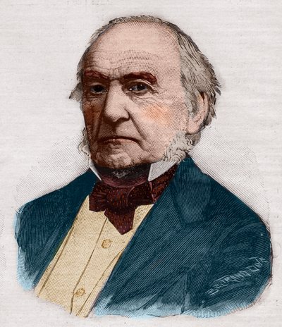 Retrato de William Ewart Gladstone (1809-1898), Primer Ministro y político británico. Grabado en “Le petit Parisien” de 1891. Colección privada. de Anonymous Anonymous