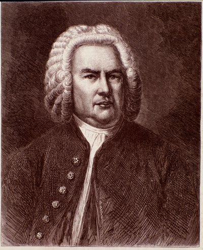 Retrato del compositor alemán Johann Sebastian Bach. Grabado. Siglo XIX de Anonymous Anonymous