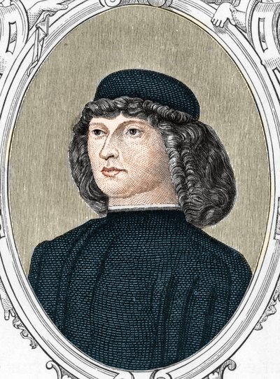 Retrato del pintor italiano Giovanni Bellini llamado il Giambellino (1425/1433-1516), grabado de 1859 en “The galleries of Europe - Italy” por Armandaud. Colección privada. de Anonymous Anonymous