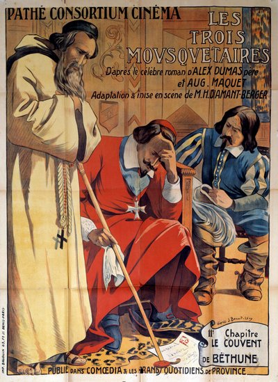Póster de la obra “El Convento de Bethune” adaptada de un capítulo de “Los Tres Mosqueteros” de Alexandre Dumas 1920 en el Pathe Consortium Cinema, Colección Privada de Anonymous Anonymous