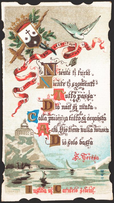 Oración dirigida a Santa Teresa. Imagen piadosa. Postal. Principios del siglo XX. Colección privada de Anonymous Anonymous