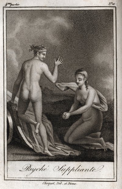 Psique suplicando. Grabado de 1819 en “Lettres a Emilie sur la mythologie” de Charles Albert Demoustier (1760-1801). Colección privada. de Anonymous Anonymous