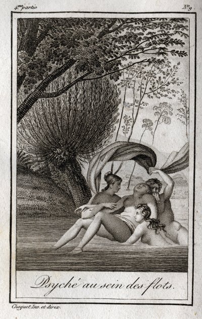 Psique en las olas. Grabado de 1819 en “Cartas a Emilie sobre la mitología” de Charles Albert Demoustier (1760-1801). Colección privada. de Anonymous Anonymous