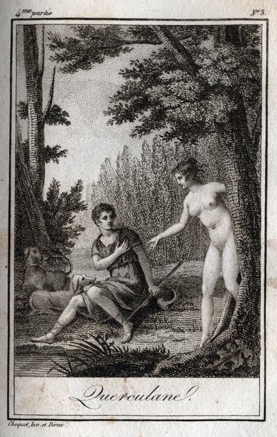 QUERCULANES, ninfas, protectoras de canales. Grabado de 1819 en "Lettres a Emilie sur la mythologie" por Charles Albert Demoustier (1760-1801). Colección privada. de Anonymous Anonymous