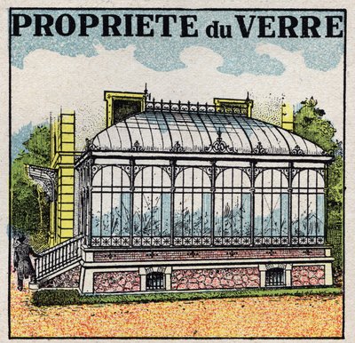 Radiación y conductibilidad: un invernadero de vidrio utiliza una de las propiedades del vidrio para ser transparente al calor de la luz y no al calor oscuro. Ilustración anónima de 1925. Colección privada. de Anonymous Anonymous