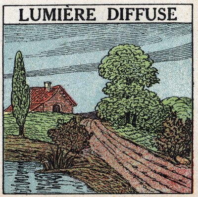 Reflexión de la luz: la luz difusa es la luz que ilumina los cuerpos. Ilustración anónima de 1925. Colección privada. de Anonymous Anonymous