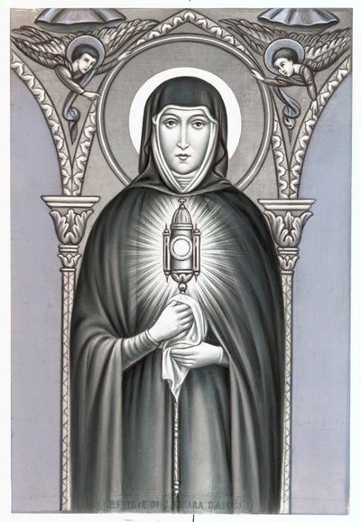 Representación de Santa Clara (Chiara) de Asís (c.1192-1253), fundadora de la orden religiosa de las Clarisas. Imagen piadosa. Principios del siglo XX colección privada de Anonymous Anonymous