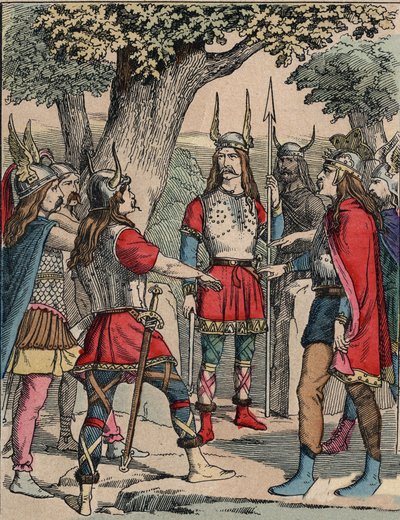 Representación de Vercingetorix (ca. 80-c. 46 a.C.) guerrero y líder galo de la tribu de los Arvernos elegido por su pueblo para liderar la guerra contra los romanos. de Anonymous Anonymous