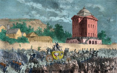 Retorno de Varennes, la familia real llevada de regreso a París el 25 de junio de 1791, grabado, colección privada de Anonymous Anonymous