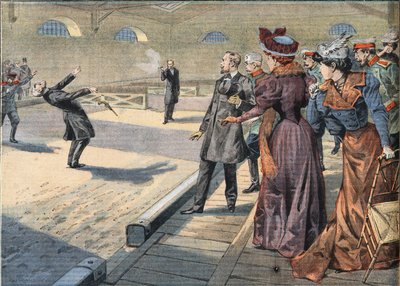 Los generales rusos Smyrnoff y Fock se baten en duelo. Grabado del periódico "Le Petit Parisien", 5/04/1908. Colección privada de Anonymous Anonymous