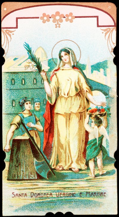 Santa Dorotea Virgen y Mártir. Imagen piadosa. Siglo XX. Colección privada de Anonymous Anonymous