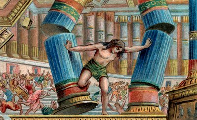 Sansón derribando el Templo de Dagón - Cromolitografía - Colección privada de Anonymous Anonymous