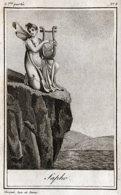 Safo (o Sappho, siglo VII a.C.), poeta griega de la Antigüedad. Grabado de 1819 en “Lettres a Emilie sur la mythologie” de Charles Albert Demoustier (1760-1801). Colección privada. de Anonymous Anonymous