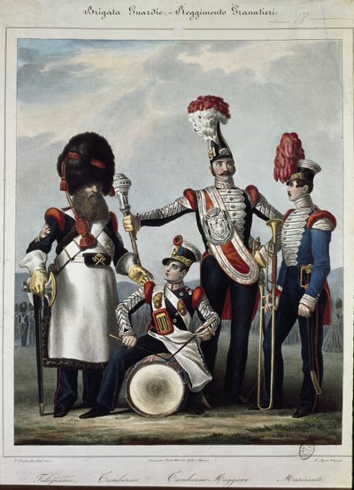 Uniformes del ejército real de Cerdeña - litografía de Anonymous Anonymous
