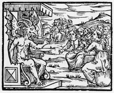 Satanás se dirige a los hechiceros - “Compendium Maleficarum”, trata sobre las brujas, su maldad y sus sortilegios por Francesco Maria Guazzo o Guaccio o Guaccius (15?? -16??) 1608 Colección Privada de Anonymous Anonymous