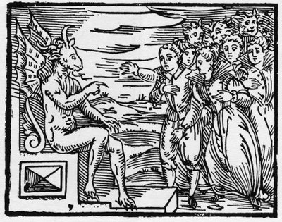 Satanás exige un pacto a los nuevos hechiceros - “Compendium Maleficarum”, trata sobre las brujas, su maldad y sus sortilegios por Francesco Maria Guazzo o Guaccio o Guaccius (15?? -16??) 1608 Colección Privada de Anonymous Anonymous