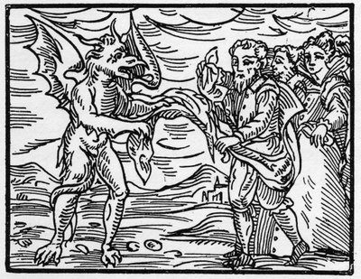 Satanás despoja a los hechiceros de su ropa - “Compendium Maleficarum”, trata sobre las brujas, su maldad y sus sortilegios por Francesco Maria Guazzo o Guaccio o Guaccius (15?? -16??) 1608 Colección Privada de Anonymous Anonymous