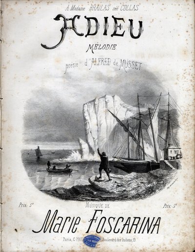 Partitura de la melodía “Adiós” por Marie Foscarina después de la poesía de Alfred de Musset. Colección privada. de Anonymous Anonymous
