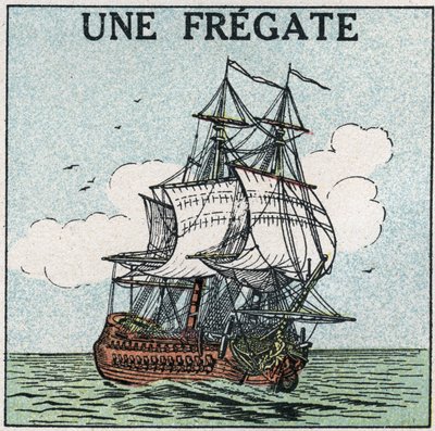 Barcos y naves: una fragata. Ilustración anónima de 1925. Colección privada. de Anonymous Anonymous