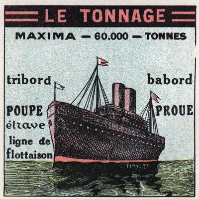 Barcos y naves: tonelaje. Ilustración anónima de 1925. Colección privada. de Anonymous Anonymous