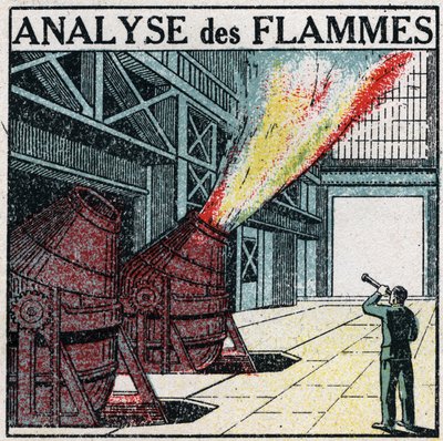 Análisis espectral: análisis de la llama. Ilustración anónima de 1925. Colección privada. de Anonymous Anonymous