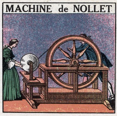 Máquinas estáticas: la máquina del abate Jean Antoine Nollet (Jean-Antoine) (1700-1770) inventada en 1740. Ilustración anónima de 1925. Colección privada. de Anonymous Anonymous