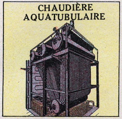 Generadores de vapor: caldera acuatubular. Ilustración anónima de 1925. Colección privada. de Anonymous Anonymous