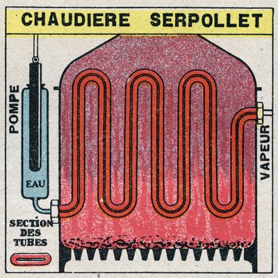 Generadores de vapor: sección transversal de una caldera serpollet. Ilustración anónima de 1925. Colección privada. de Anonymous Anonymous