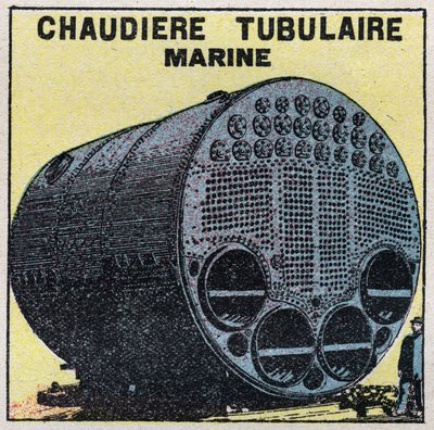Generadores de vapor: caldera tubular marina. Ilustración anónima de 1925. Colección privada. de Anonymous Anonymous