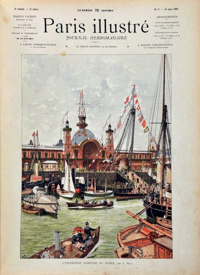 LA EXPOSICIÓN INTERNACIONAL MARÍTIMA DE EL HAVRE en 1887. Grabado de 1887 en Paris-Illustrous journal weekly de Anonymous Anonymous