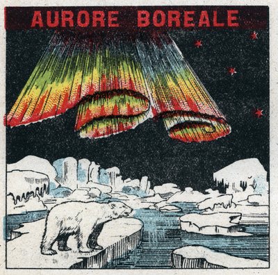Magnetismo terrestre: aurora boreal en el Ártico debido a una tormenta magnética. Ilustración anónima de 1925. Colección privada. de Anonymous Anonymous