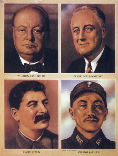 Los líderes aliados de la Segunda Guerra Mundial - Winston Churchill, Franklin Delano Roosevelt, Joseph Stalin y Chiang Kai Shek - 1943 de Anonymous Anonymous