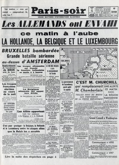 La Batalla de Bélgica o Campaña Belga - campaña de 18 días - invasión de Bélgica por tropas alemanas durante la Segunda Guerra Mundial - PARIS EVIOR del 11/05/1940 - LOS ALEMANES INVADEN HOLANDA - BÉLGICA Y LUXEMBURGO de Anonymous Anonymous