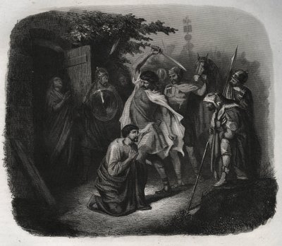 La decapitación de San Julián (Martirio). Grabado de 1846 en 