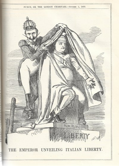 El Emperador desvelando la libertad italiana. De la revista Punch de Anonymous Anonymous