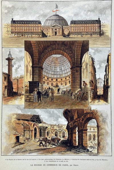 La Bolsa de París por Deroy, Grabado de 1887 en 