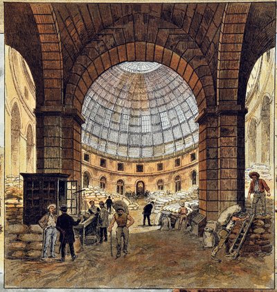 La Bolsa de París por Deroy, Grabado de 1887 en "Paris-Illustrous Newspaper Weekly". de Anonymous Anonymous