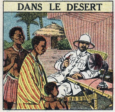 El T.S.F. utilizado en el desierto en África. Ilustración anónima de 1925. Colección privada. de Anonymous Anonymous