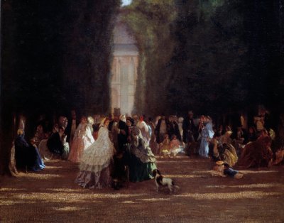 El callejón de los folletos hacia las Tullerías bajo el segundo imperio. Pintura anónima de Anonymous Anonymous